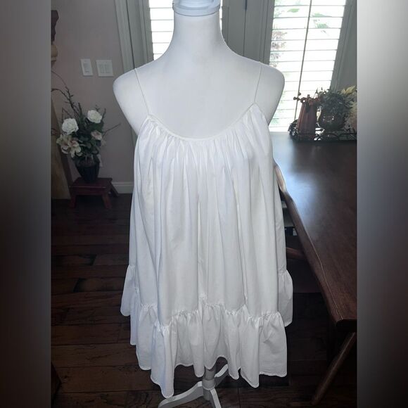 Rhode Nala White Cotton Tiered Mini Dress XS Boho Resort Summer Lined Flowy - Picture 5 of 9